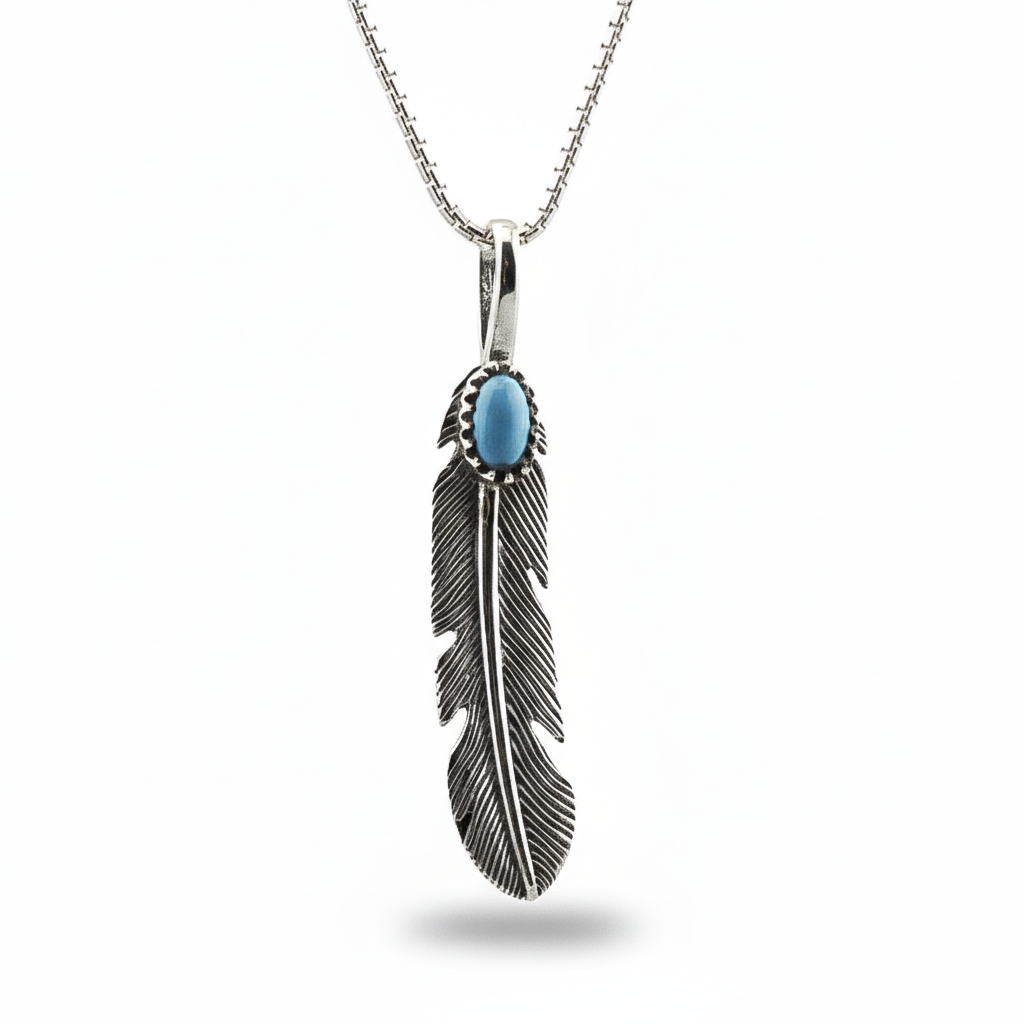 Turquoise Feather Pendant