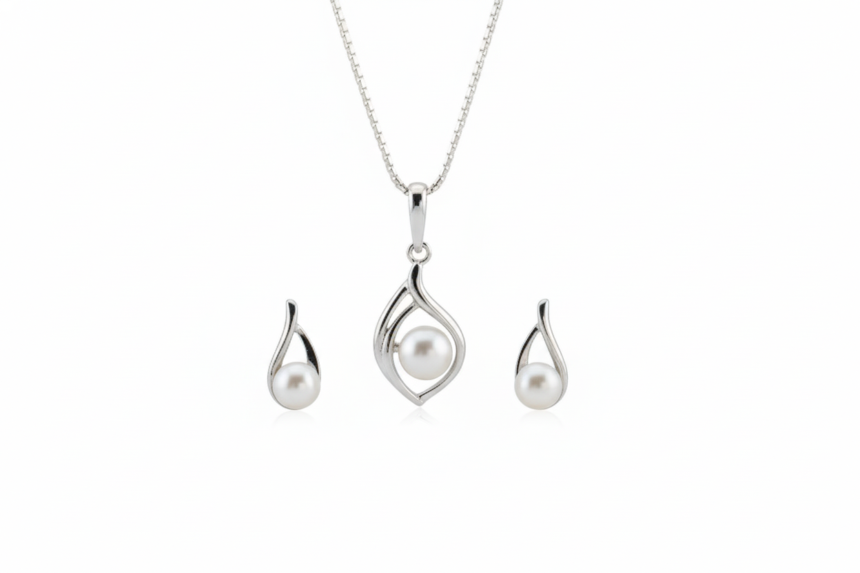 Aarya Silver Pearl Set