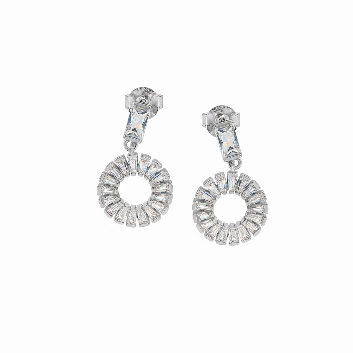 Baguette Halo Studs